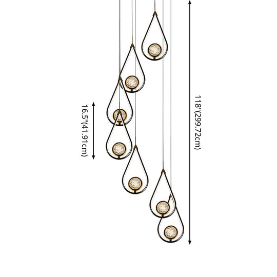 LED Crystal Pendant - Contemporary Style Metal Ceiling Hanging Lamp