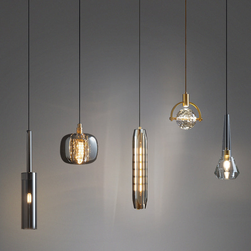 Modern Mini Crystal Pendant Light with Brass Finish for Living Room, Bar, and Coffee Shop Ceiling