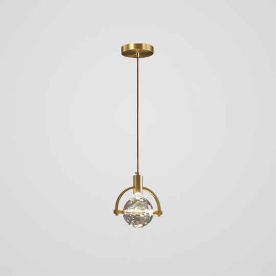 Modern Mini Crystal Pendant Light with Brass Finish for Living Room, Bar, and Coffee Shop Ceiling