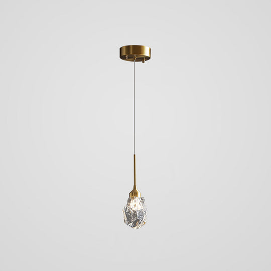 Modern Mini Crystal Pendant Light with Brass Finish for Living Room, Bar, and Coffee Shop Ceiling