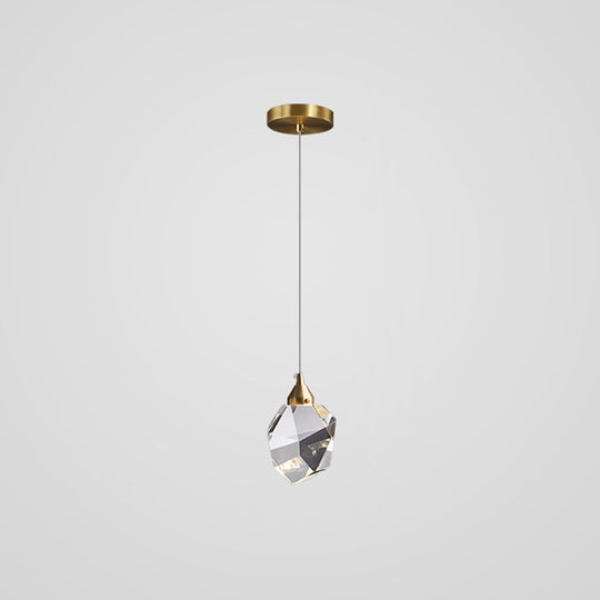 Modern Mini Crystal Pendant Light with Brass Finish for Living Room, Bar, and Coffee Shop Ceiling