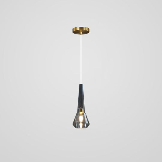 Modern Mini Crystal Pendant Light with Brass Finish for Living Room, Bar, and Coffee Shop Ceiling