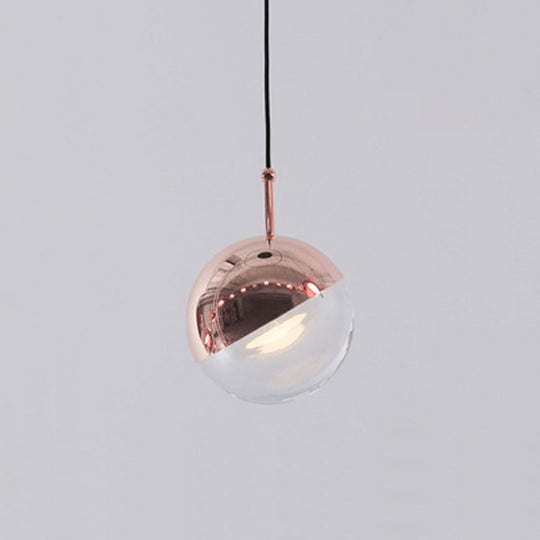 Modern Led Crystal Globe Pendant Light - Designer Mini Hanging Lamp Rose Gold