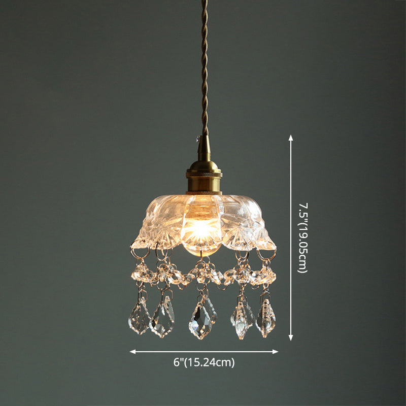 Mini Crystal Pendant Light With Brass Finish - Perfect For Coffee Shop Ambiance