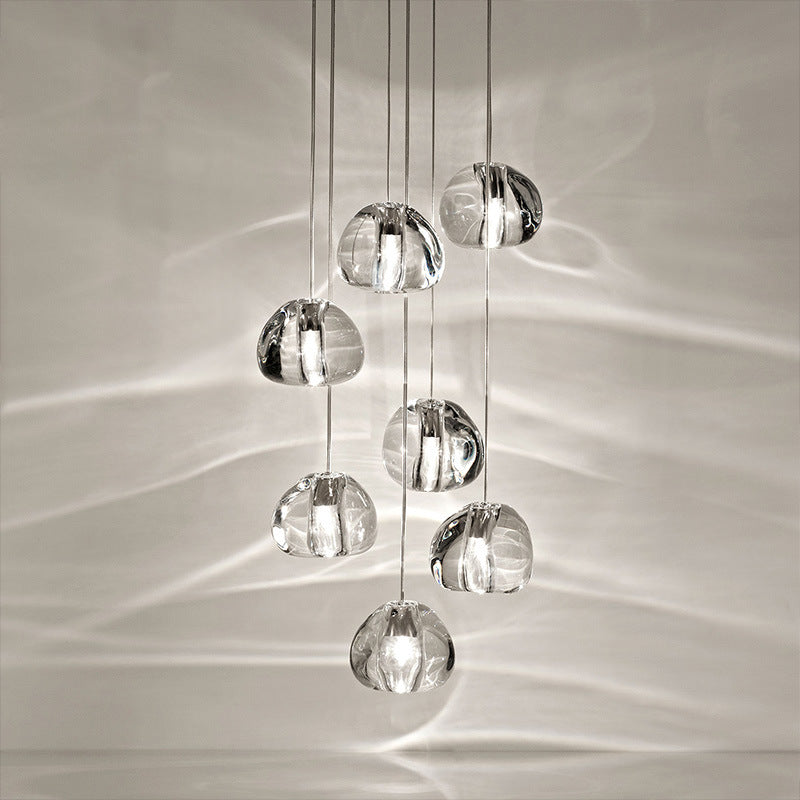 Bubble Glass Mini Pendant Light - Modern Nordic Design, LED Round Stair Hanging Lamp