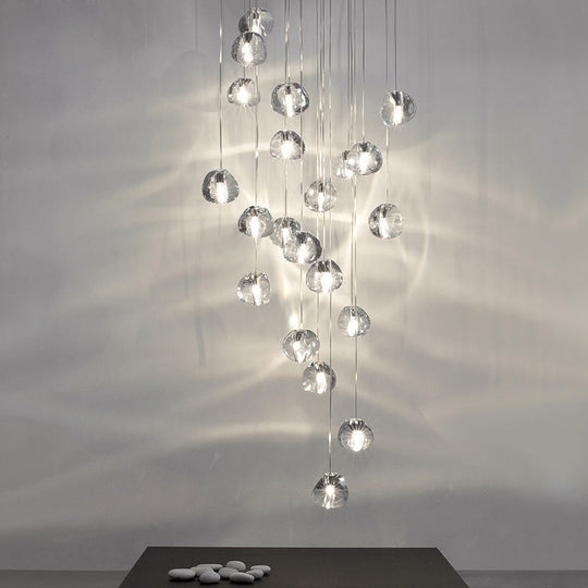 Bubble Glass Mini Pendant Light - Modern Nordic Design, LED Round Stair Hanging Lamp