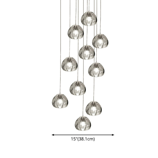 Bubble Glass Mini Pendant Light - Modern Nordic Design, LED Round Stair Hanging Lamp