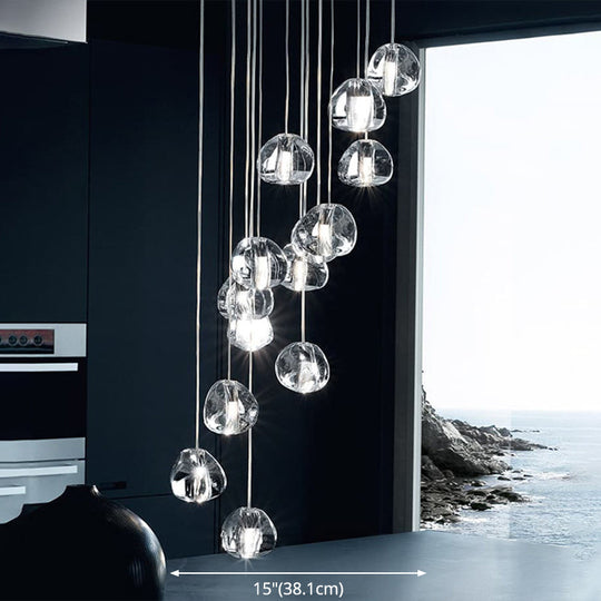 Bubble Glass Mini Pendant Light - Modern Nordic Design, LED Round Stair Hanging Lamp