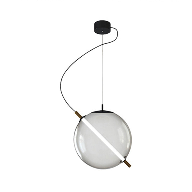 Modern Glass Globe Led Pendant Light For Stylish Kitchens Smoke Gray / 12