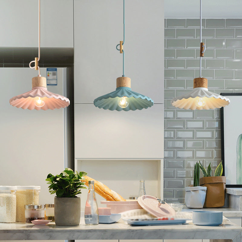 Modern Mini Colorful Pendant Light with Lovely Cement Saucer Shade for Bedroom