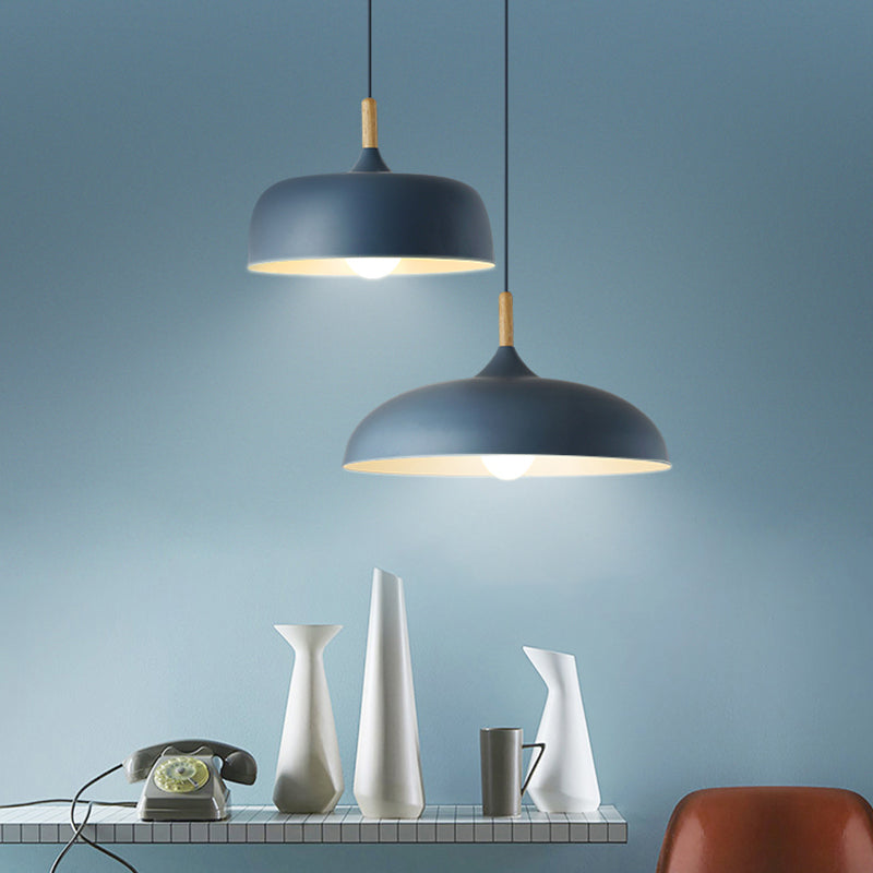 Modern LED Ceiling Pendant Light with Wood Lamp Socket - Macaron Color Option