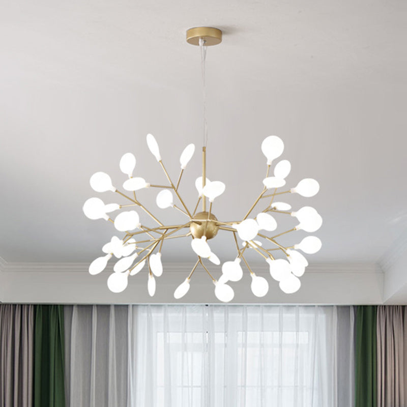 Contemporary Firefly Chandelier With Frosted Acrylic Lampshade For Living Room Ceiling