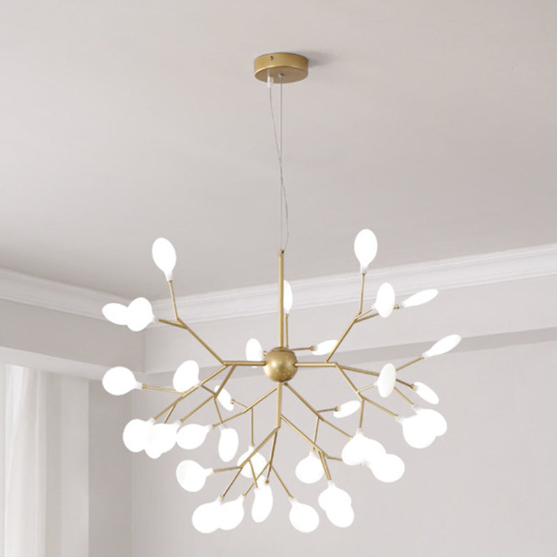 Contemporary Firefly Chandelier With Frosted Acrylic Lampshade For Living Room Ceiling
