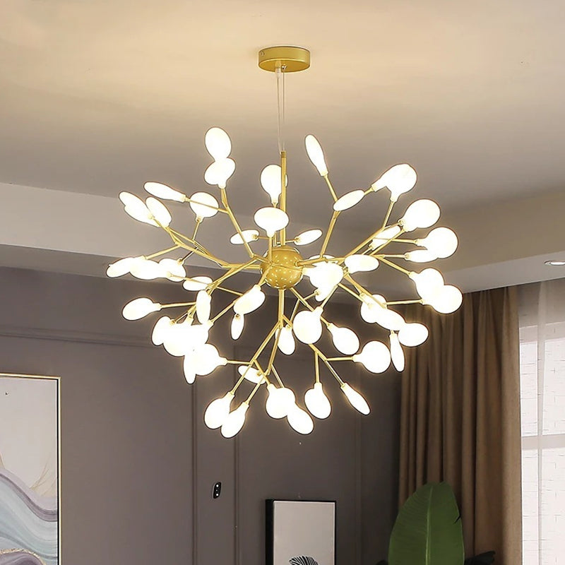 Océane - Firefly Chandelier Pendant Light Modern Style Acrylic Living Room Led Hanging In Gold