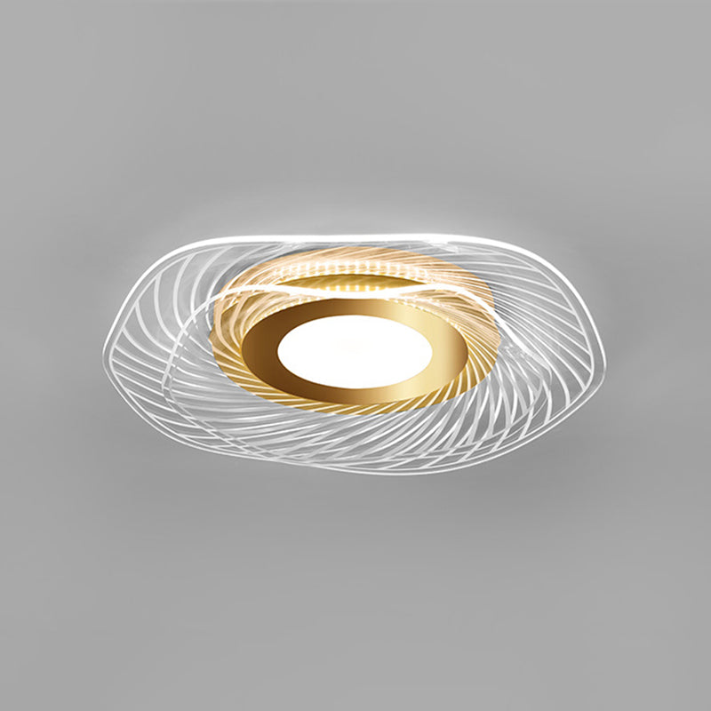 Simplicity Gold Acrylic Ruffle Flushmount LED Ceiling Light for Living Room