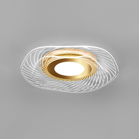 Simplicity Gold Acrylic Ruffle Flushmount LED Ceiling Light for Living Room