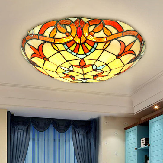 Handcrafted Beige Glass Ceiling Flush Light with Ribbon Pattern