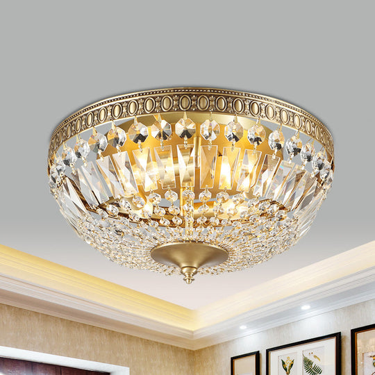 Contemporary Gold Dome Ceiling Light Clear Glass Flush Mount Lamp - 4 Lights
