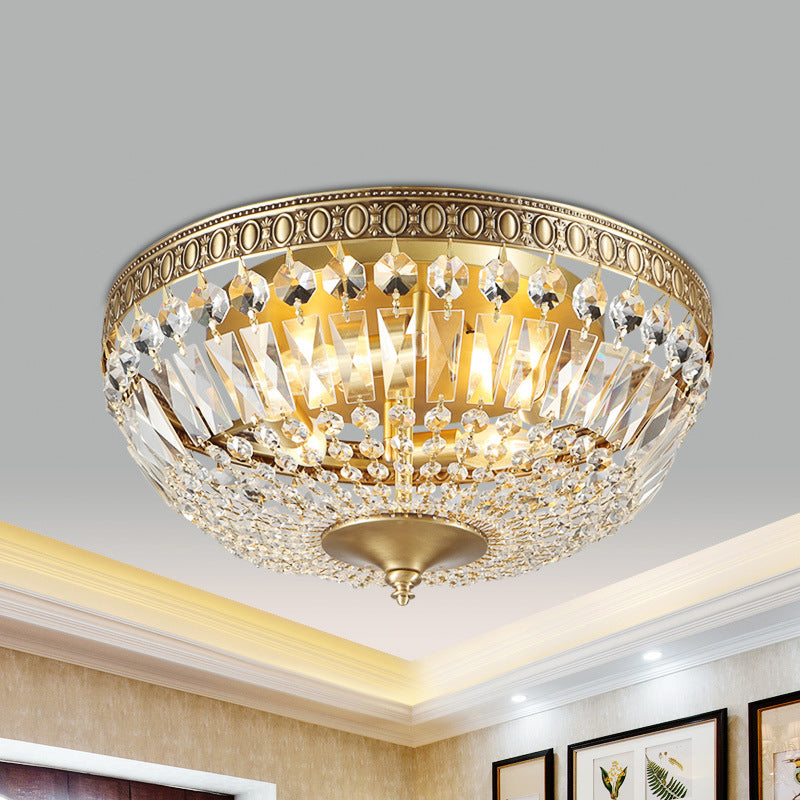 Contemporary Gold Dome Ceiling Light Clear Glass Flush Mount Lamp - 4 Lights
