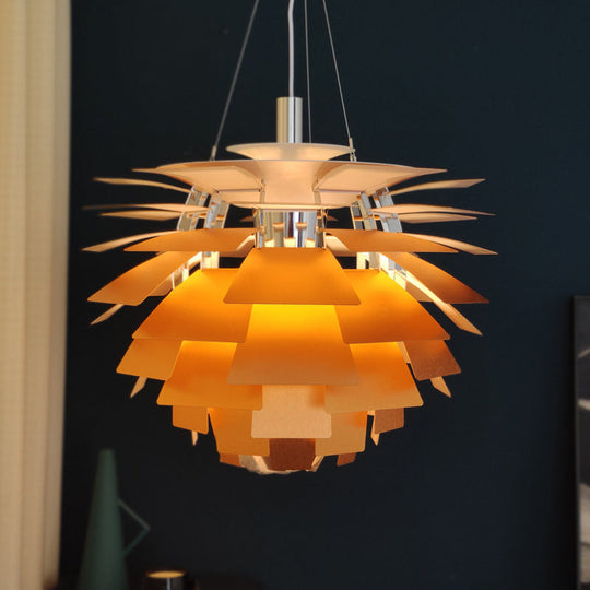 Designer Aluminum Pendant Light: Natural Pinecone Shade Perfect For Living Room Décor