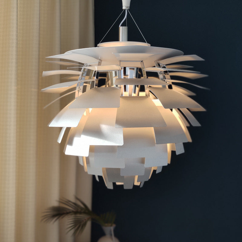 Designer Aluminum Pendant Light: Natural Pinecone Shade Perfect For Living Room Décor
