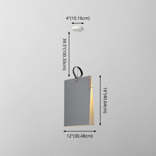 Metal Art Deco Pendant Light Fixture - Stylish Rectangle Design 1-Light