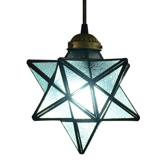 Suspension Tiffany Star Shade avec éclairage vers le bas en verre transparent