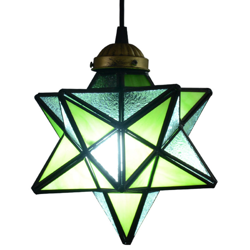 Suspension Tiffany Star Shade avec éclairage vers le bas en verre transparent