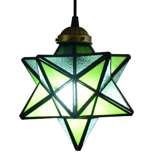 Suspension Tiffany Star Shade avec éclairage vers le bas en verre transparent