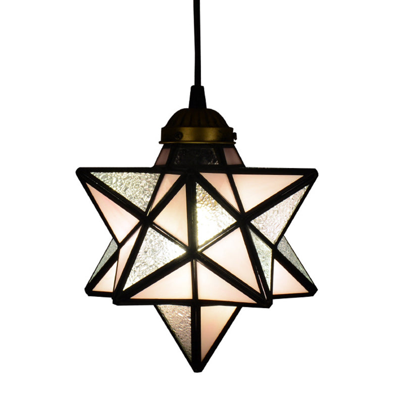 Suspension Tiffany Star Shade avec éclairage vers le bas en verre transparent