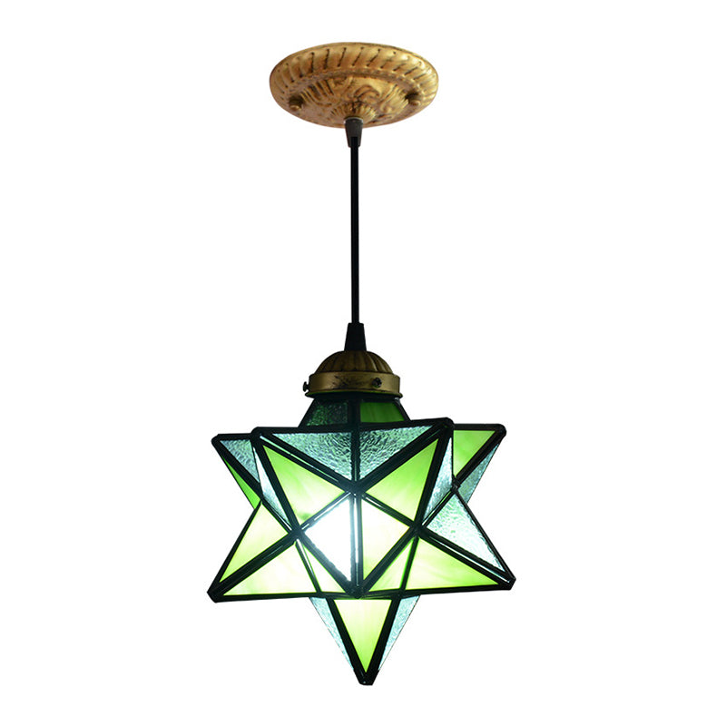 Suspension Tiffany Star Shade avec éclairage vers le bas en verre transparent