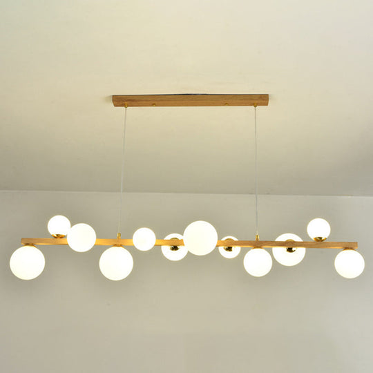 Contemporary Wood Pendant With Glass Globe Shade For Dining Room 12 /