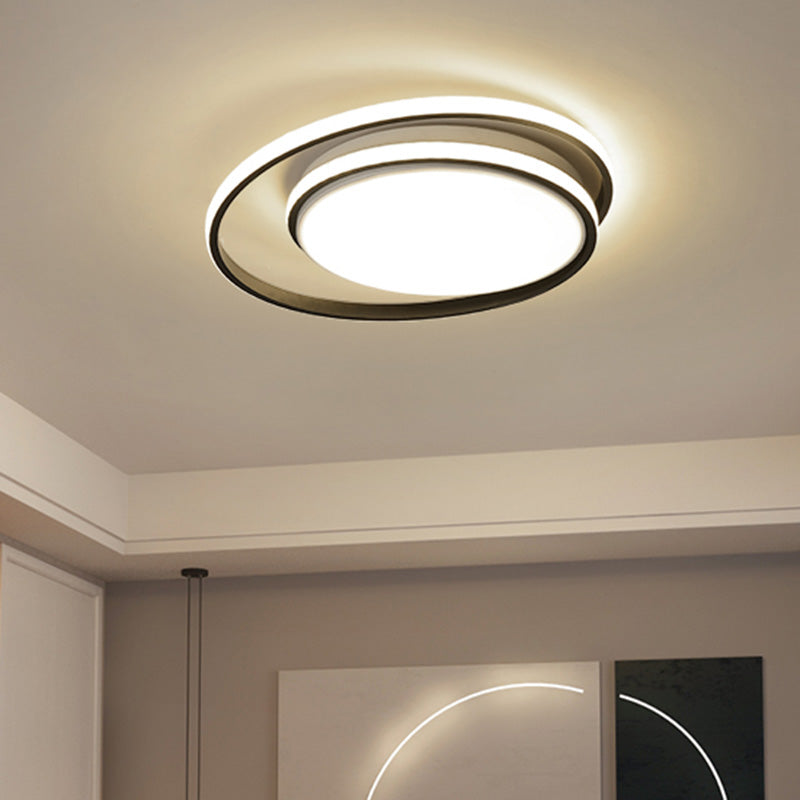 LED Flush Mount Ceiling Lamp: Intersecting Circles Shape, Modern Simplicity, Acrylic Cover – Ideal for Living Room and Bedroom Lighting
