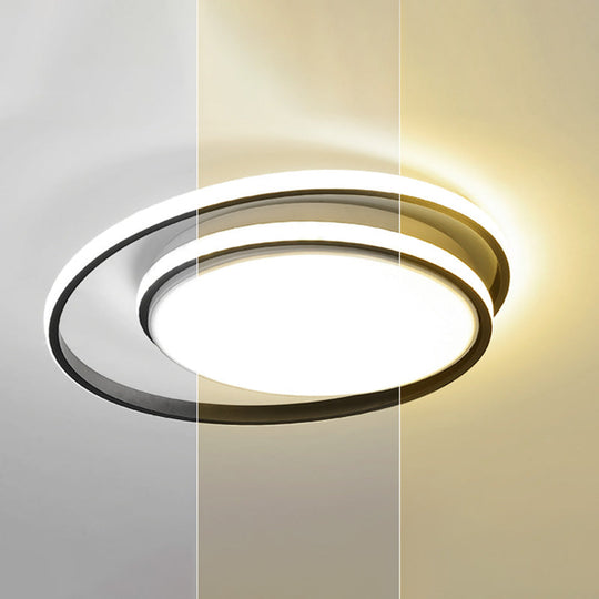 LED Flush Mount Ceiling Lamp: Intersecting Circles Shape, Modern Simplicity, Acrylic Cover – Ideal for Living Room and Bedroom Lighting