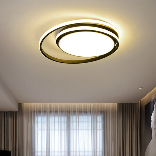 LED Flush Mount Ceiling Lamp: Intersecting Circles Shape, Modern Simplicity, Acrylic Cover – Ideal for Living Room and Bedroom Lighting