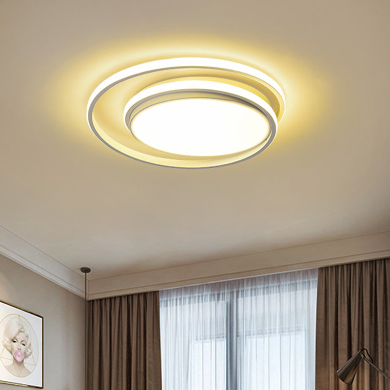 LED Flush Mount Ceiling Lamp: Intersecting Circles Shape, Modern Simplicity, Acrylic Cover – Ideal for Living Room and Bedroom Lighting