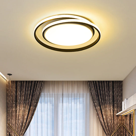 LED Flush Mount Ceiling Lamp: Intersecting Circles Shape, Modern Simplicity, Acrylic Cover – Ideal for Living Room and Bedroom Lighting