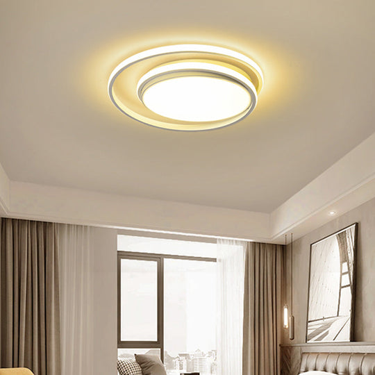 LED Flush Mount Ceiling Lamp: Intersecting Circles Shape, Modern Simplicity, Acrylic Cover – Ideal for Living Room and Bedroom Lighting
