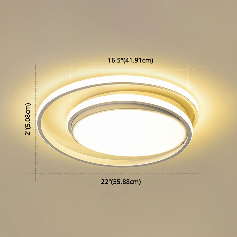 LED Flush Mount Ceiling Lamp: Intersecting Circles Shape, Modern Simplicity, Acrylic Cover – Ideal for Living Room and Bedroom Lighting