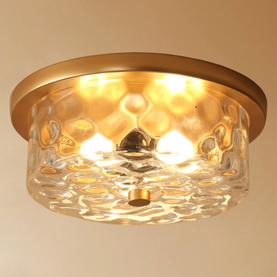 Colonial Style Glass Shade Ceiling Light - Polyhedron Flush-mount for Bedroom
