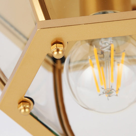 Colonial Style Glass Shade Ceiling Light - Polyhedron Flush-mount for Bedroom