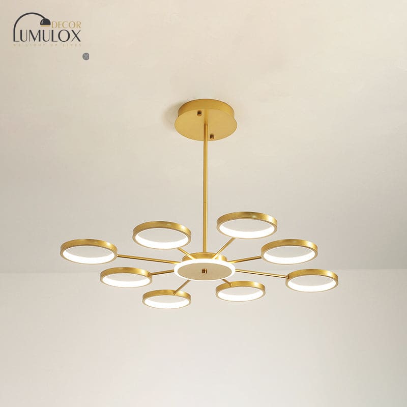 Contemporary Metal Starburst Chandelier: Elegant Hanging Lamp for Living Room