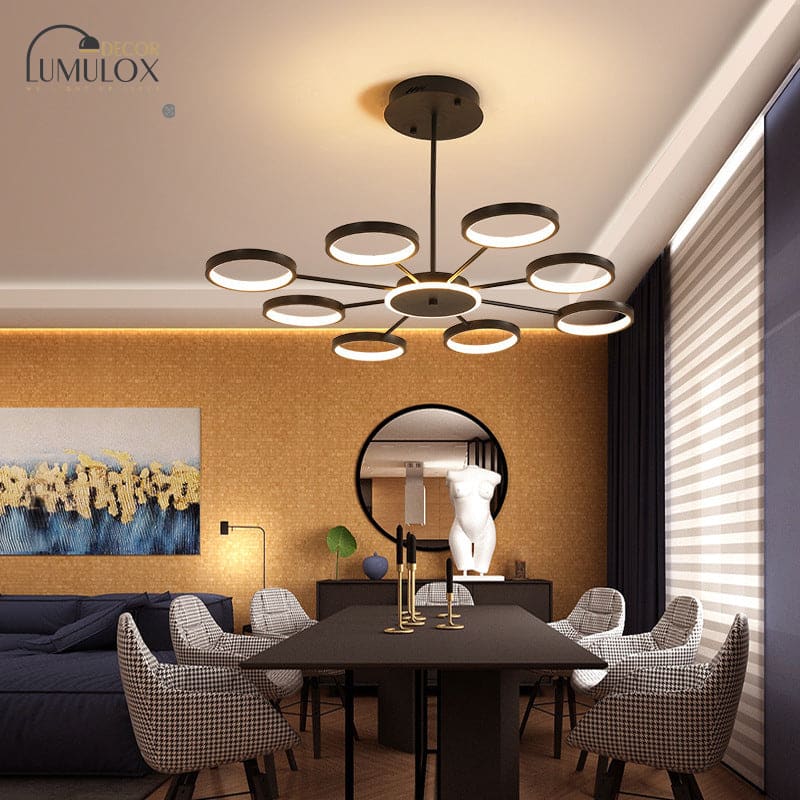 Contemporary Metal Starburst Chandelier: Elegant Hanging Lamp for Living Room