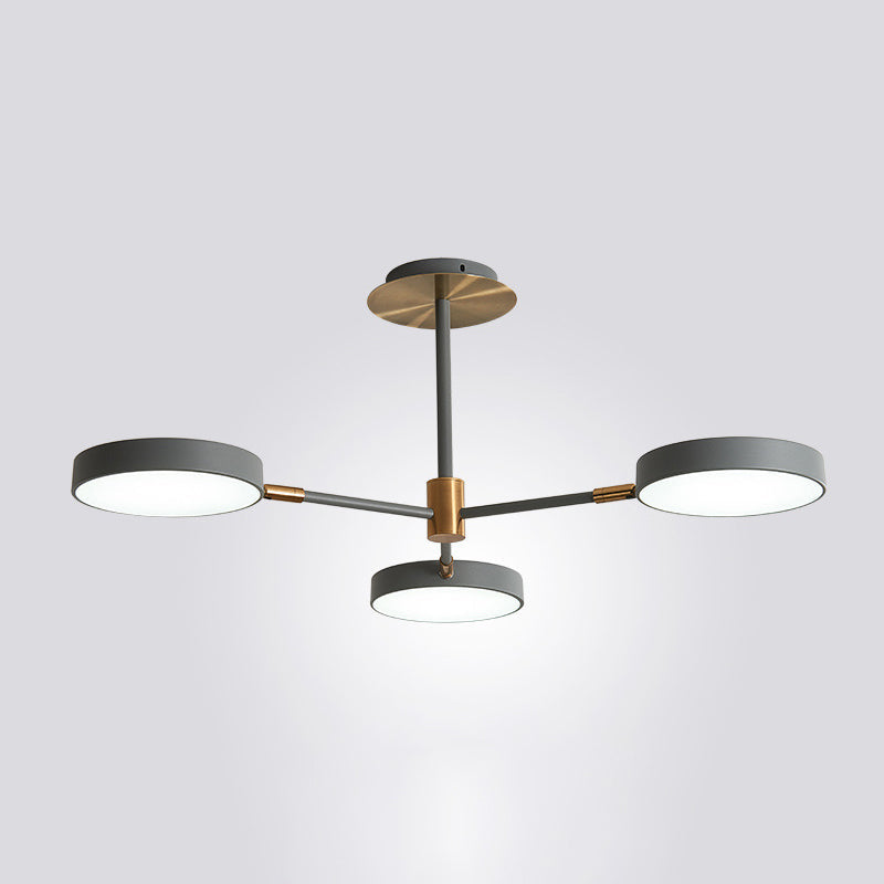 Carlotta - Round Ceiling Chandelier Ultra-Contemporary Metal Hanging Lights For Living Room 3 / Grey