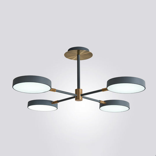 Carlotta - Round Ceiling Chandelier Ultra-Contemporary Metal Hanging Lights For Living Room 4 / Grey