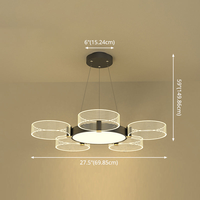 Modern Acrylic Circle Pendant Light For Living Room - Stylish Chandelier Ceiling Lighting