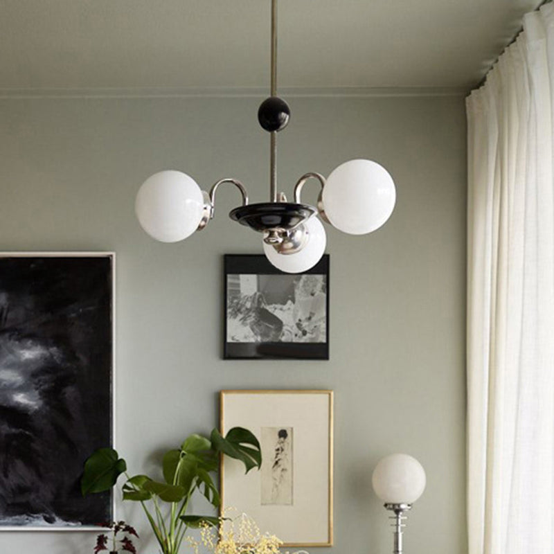 Modern White Glass Globe Chandelier For Bedroom Lighting