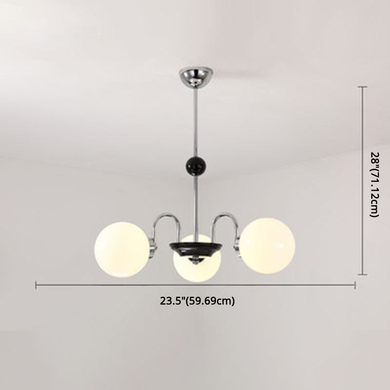 Modern White Glass Globe Chandelier For Bedroom Lighting