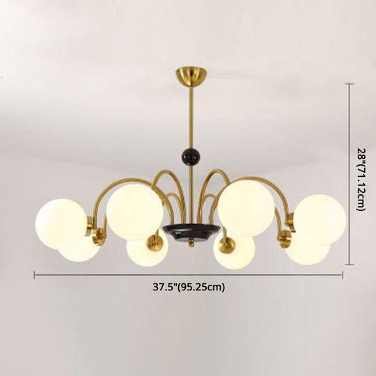 Modern White Glass Chandelier for Bedroom Lighting