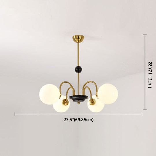 Modern White Glass Chandelier for Bedroom Lighting